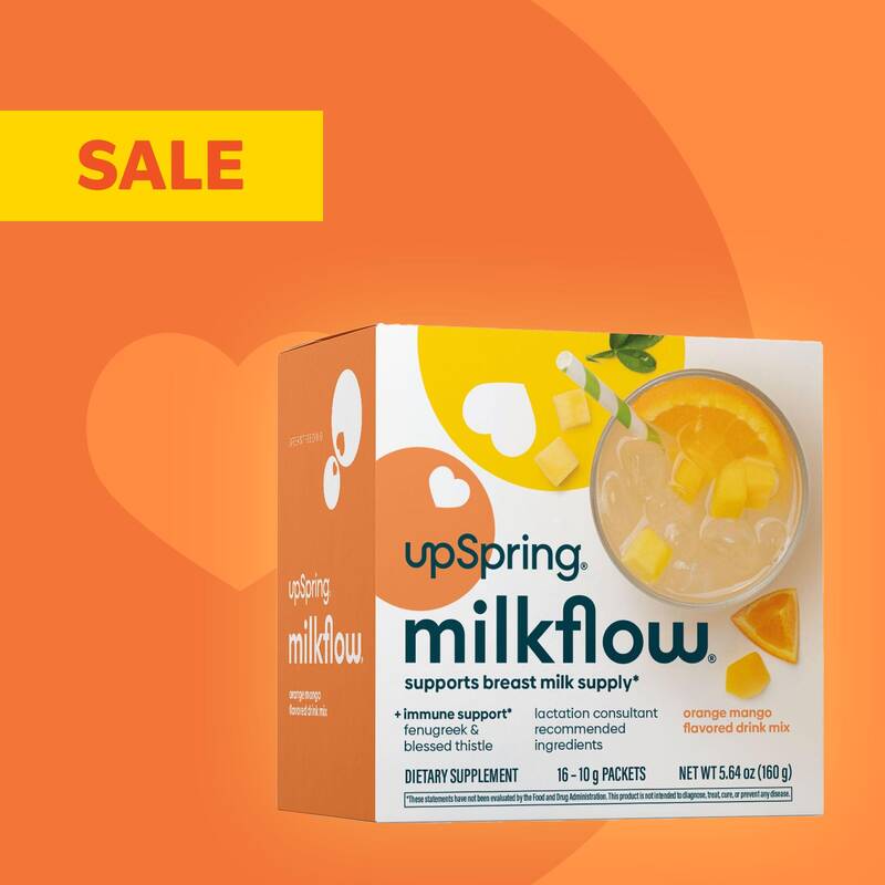 UpSpring MilkFlow Drink Mix Fenugreek &  Vitamin C&D for Immune Support, Orange Mango