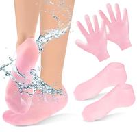 Silicone Gloves & Socks Set, 2 Counts/set Moisturizing Socks, Soft Water Elastic Silicone Moisturizing Gloves, Foot Bath Sock...