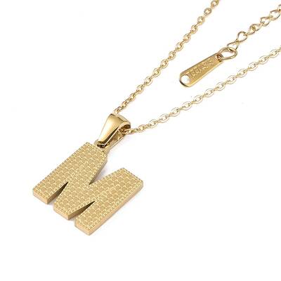 Ion Plating(IP) Initial Letter 304 Stainless Steel Pendant Necklaces