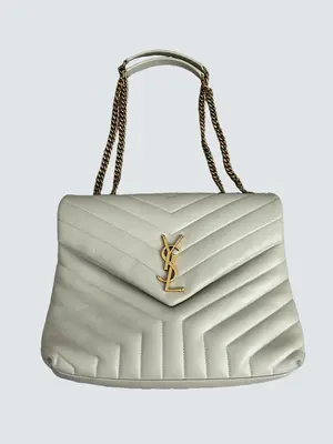 Pre-owned Yves Saint Laurent Calfskin Leather Shoulder Bags Medium LouLou Shoulder Bag