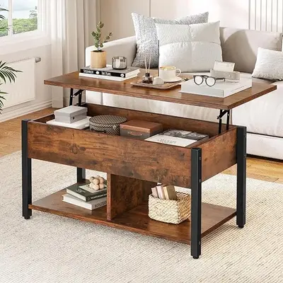 【Dealsforyoudays】Yitahome Lift Top Coffee Table, Easy-Lift, 2-Tier Storage, Adjustable Height Coffee Table with Hidden St...
