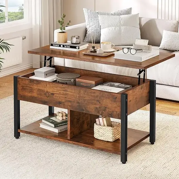 【Dealsforyoudays】Yitahome Lift Top Coffee Table, Easy-Lift, 2-Tier Storage, Adjustable Height Coffee Table with Hidden St...