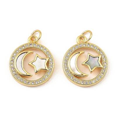 Brass Cubic Zirconia with Shell Pendants