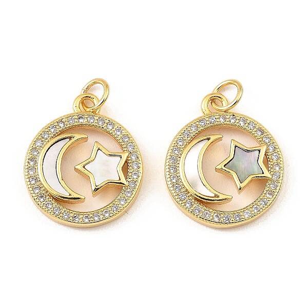 Brass Cubic Zirconia with Shell Pendants