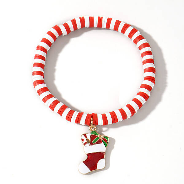 Elegant Christmas Handmade Polymer Clay Heishi Beaded Stretch Bracelets