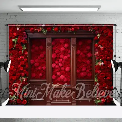 Piled High Floral Wooden Door Frame Floral Backdrop - Aperturee