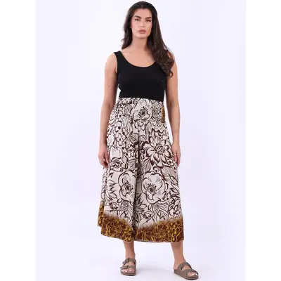 Floral Wide Leg Smocked Waist Culottes
