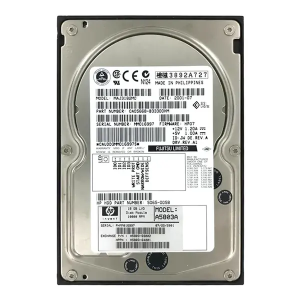 A5803-69002 HP 18.2GB Wide Ultra2 SCSI 10000 3.5-inch Hard Drive