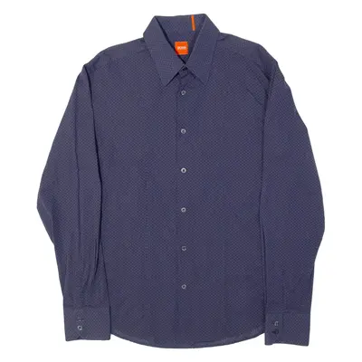 HUGO BOSS Cassette Mens Flannel Shirt Blue Striped Long Sleeve L