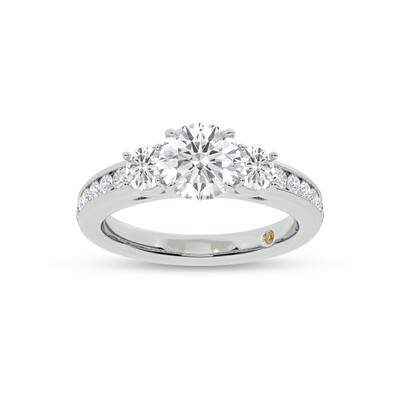 Aura Channel Set Half Coverage Three Stone Round Lab Grown Diamond Engagement Ring | 10K White Gold 4 1/2 CT. TW.
