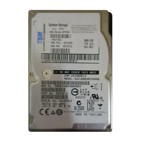 00Y2429 IBM 300GB 6Gb/s SAS 10000 2.5-Inch Hard Drive