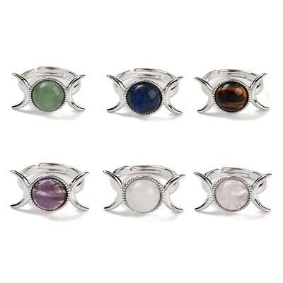 Natural Gemstone Adjustable Rings