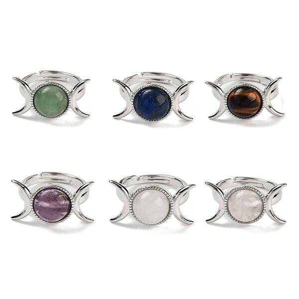 Natural Gemstone Adjustable Rings