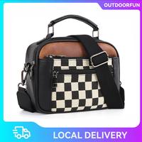 Checkerboard Pattern Colorblock Crossbody Bag for Women, Gifts for Girlfriend, Fashion PU Leathe!Zipper Shoulder Bag, Casual ...