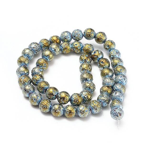 Electroplated Natural Lava Rock Beads Strands