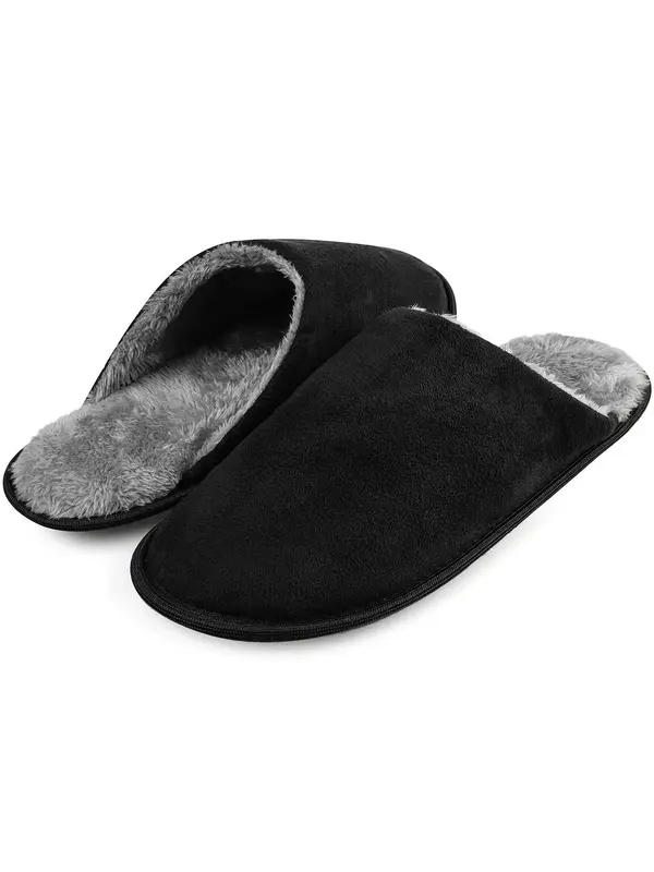 Men's Casual Soft Plush Slippers, 1 Pair Simple Design Non-slip Home Slippers, Warm Slippers for Indoor & Outdoor Use for All...