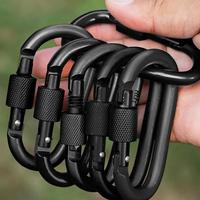 D-shaped Spring Hook, 6 Counts/set Durable Outdoor Keychain Buckle, Aluminum Multifunctional Portable Carabiner for Outdoor C...