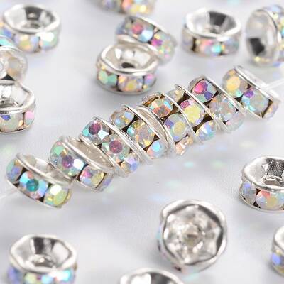 Brass Grade A Rhinestone Spacer Beads