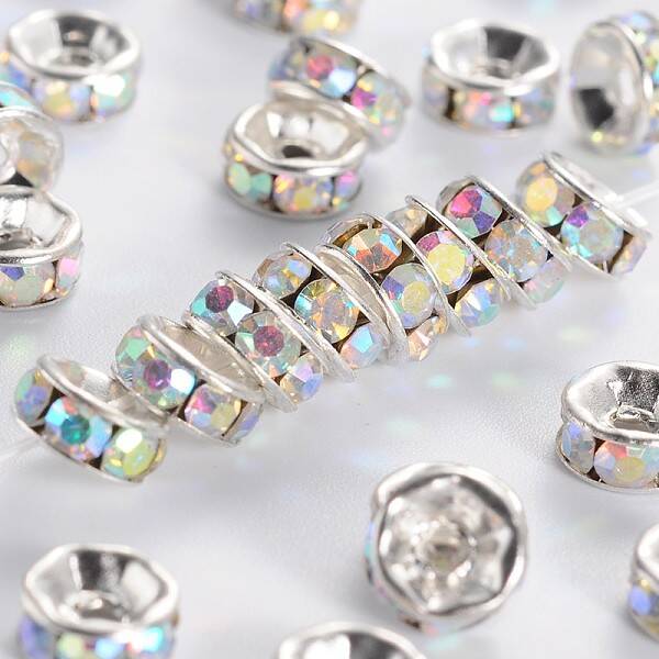Brass Grade A Rhinestone Spacer Beads