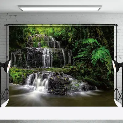 Aperturee Waterfall Scene Luxuriant Green Vegetation Backdrop | Photo Booth Background | Photo Studio Background | Profession...