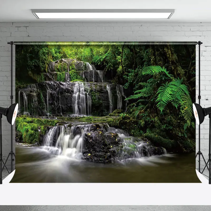 Aperturee Waterfall Scene Luxuriant Green Vegetation Backdrop | Photo Booth Background | Photo Studio Background | Profession...