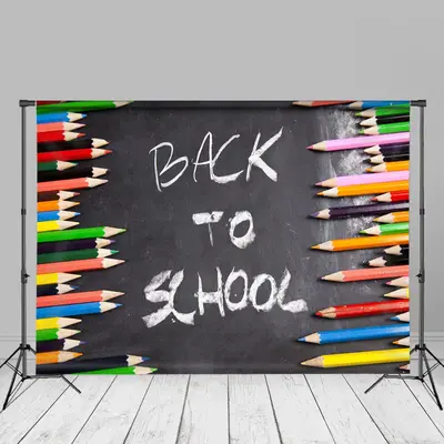 Colored Pencil Blackboard Back To School Backdrop - Aperturee
