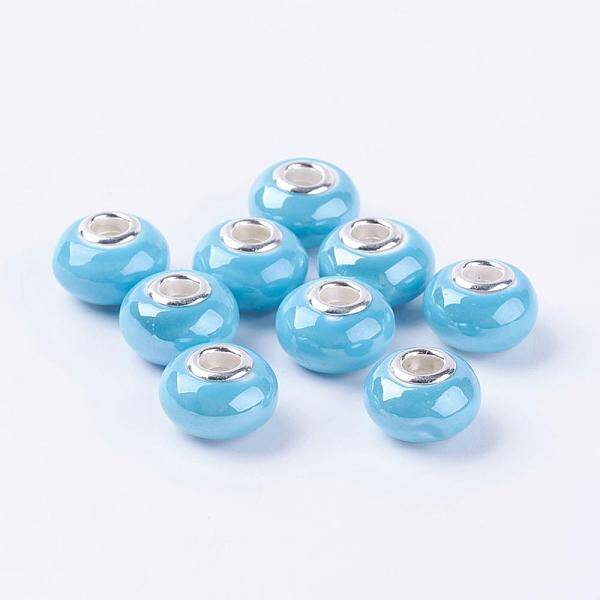 Handmade Porcelain Ceramic Spacer European Beads Fit Charm Bracelets