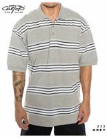 Caltop Sportswear Striped Polo Shirt - Short Sleeve Button Up Knit Original Menswear Cotton Streetwear Polyester Shortsleeve ...