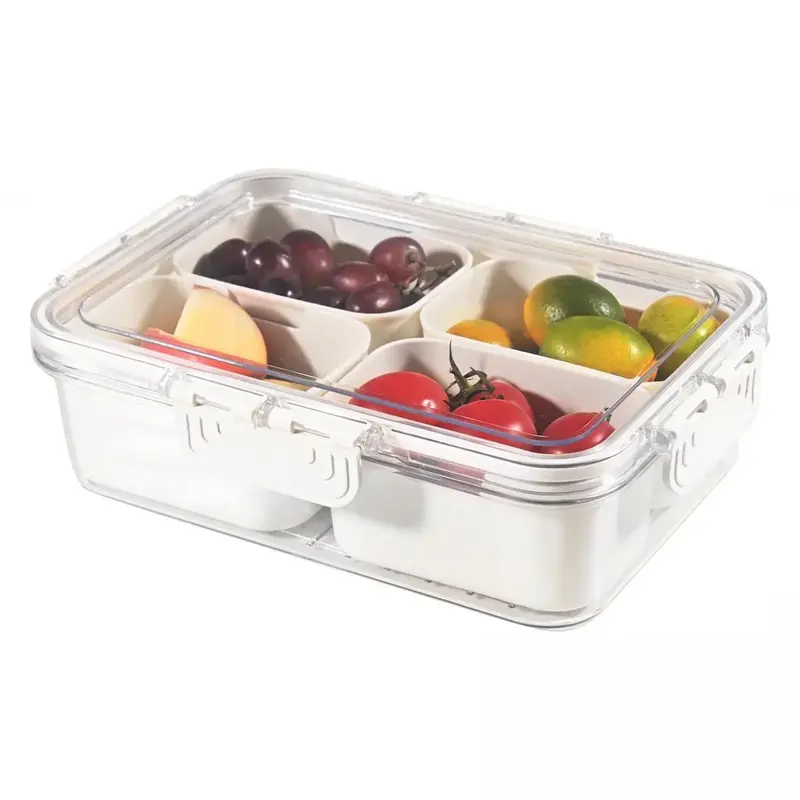 Kitchen Gadgets Summer 2024 Multi Grid Snack Box, Clear Food Storage Container, Portable Snack Platter, Fruit & Vegetable Sto...