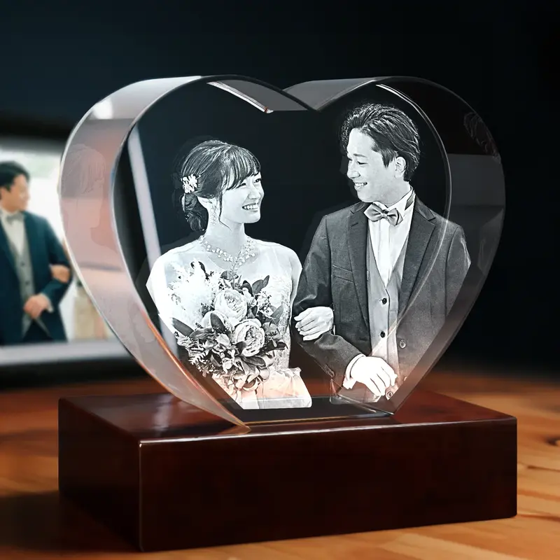 3D Memory Crystal™ - Tabletop - Heart - Wedding-Standard / Mini