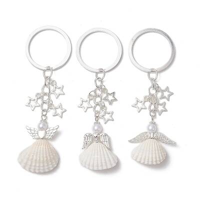 3Pcs 3 Styles Natural Shell Keychains