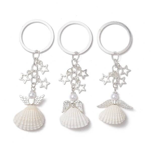 3Pcs 3 Styles Natural Shell Keychains