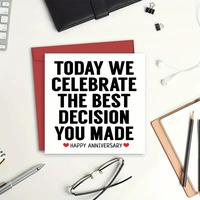 Anniversary Card for Husband or Wife, 1 Count Marriage Slogan Gifts, Anniversary Happy Card