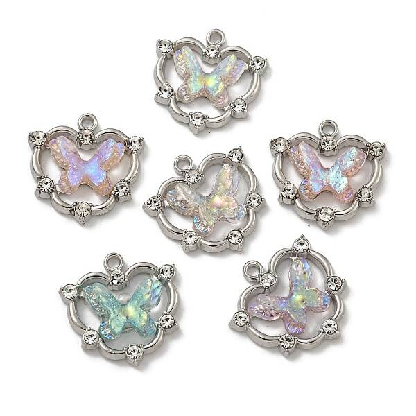 Rack Plating Alloy Rhinestone Pendants