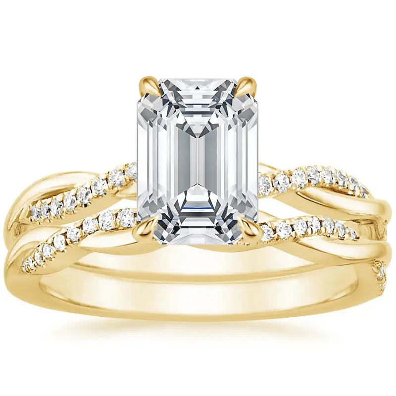10K Gold 2 to 5.5 CT.T.W. Princess Cut Moissanite Bridal Set Anniversary Ring