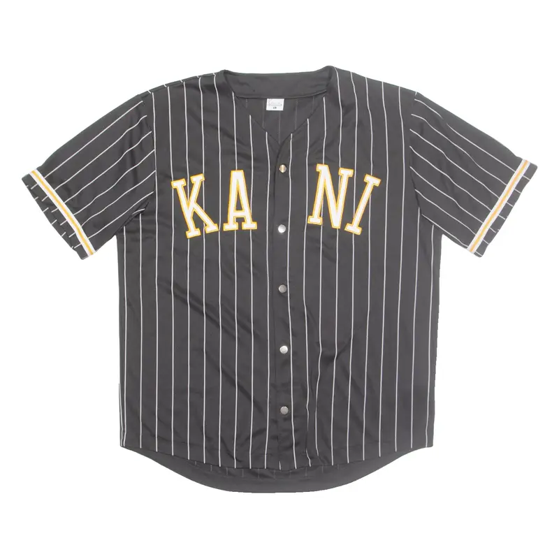 KARL KANI Mens Jersey Black USA Button Neck XL