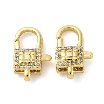 Brass Clear Cubic Zirconia Lobster Claw Clasps