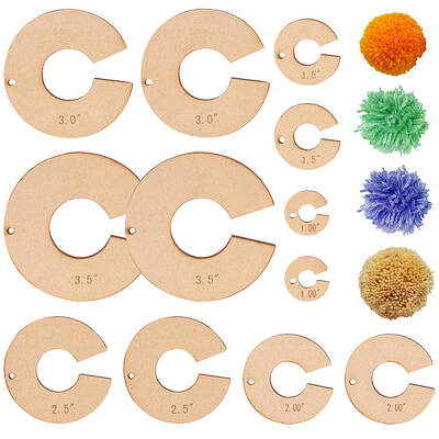 BENECREAT 12pcs Pom Pom Maker Wood Pompom Maker Tool 25/38/50/63/76/90mm Pom Ball Craft Tool Set for Needle Craft DIY Wool Kn...