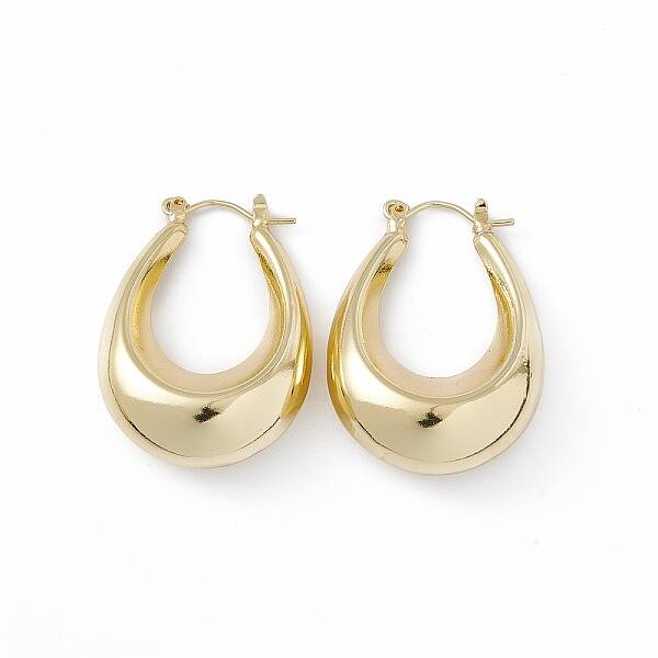 Brass Teardrop Thick Hoop Earrings for Women