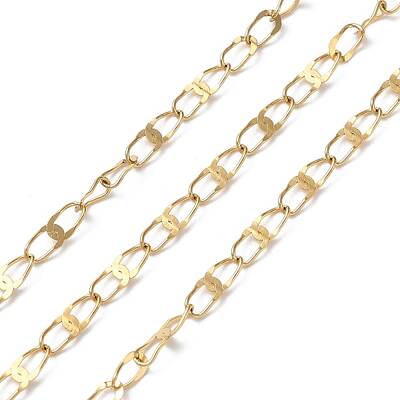 Ion Plating(IP) 304 Stainless Steel Dapped Oval Link Chains