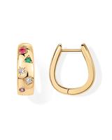 PAVOI 14K Gold Plated 925 Sterling Silver Posts Chunky Huggie Earrings for Women | Multi-Colored Cubic Zirconia Statement Hoo...