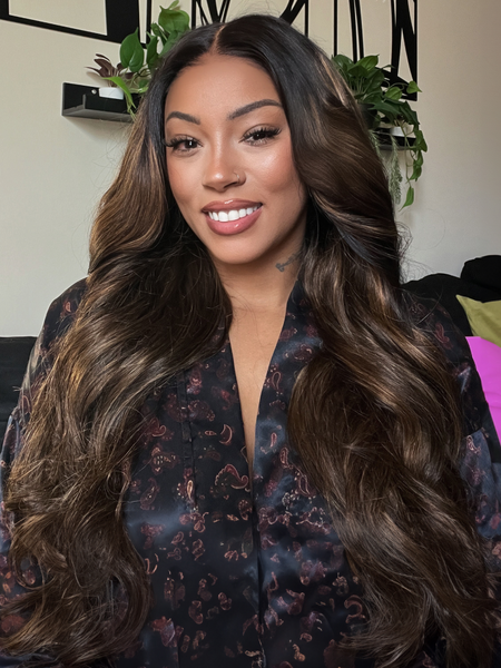 Bye Bye Knots Wig 7x5 Glueless Lace Balayage Highlight Body Wave Wig 150% Density