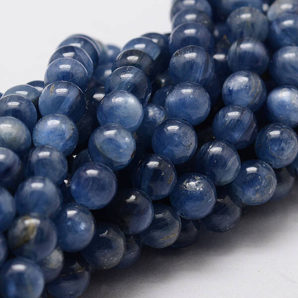 Natural Dyed & Heated Grade AA Kyanite/Cyanite/Disthene Round Bead Strands