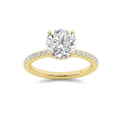 Kyoto Hidden Halo Round Lab Grown Diamond Engagement Ring | 18K Yellow Gold 2 7/8 CT. TW.