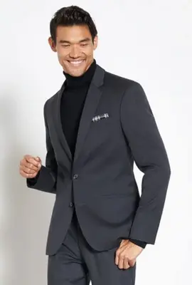 Suit And Turtleneck Combo - Turtleneck Prom Outfits - Prom Turtleneck   Black Suit