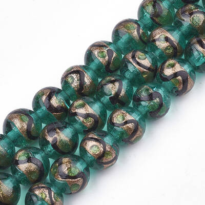 Handmade Gold Sand Lampwork Beads