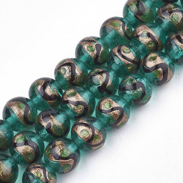 Handmade Gold Sand Lampwork Beads