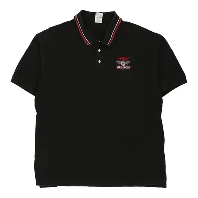 Warner Bros Harley Davidson Polo Shirt - Large Black Cotton