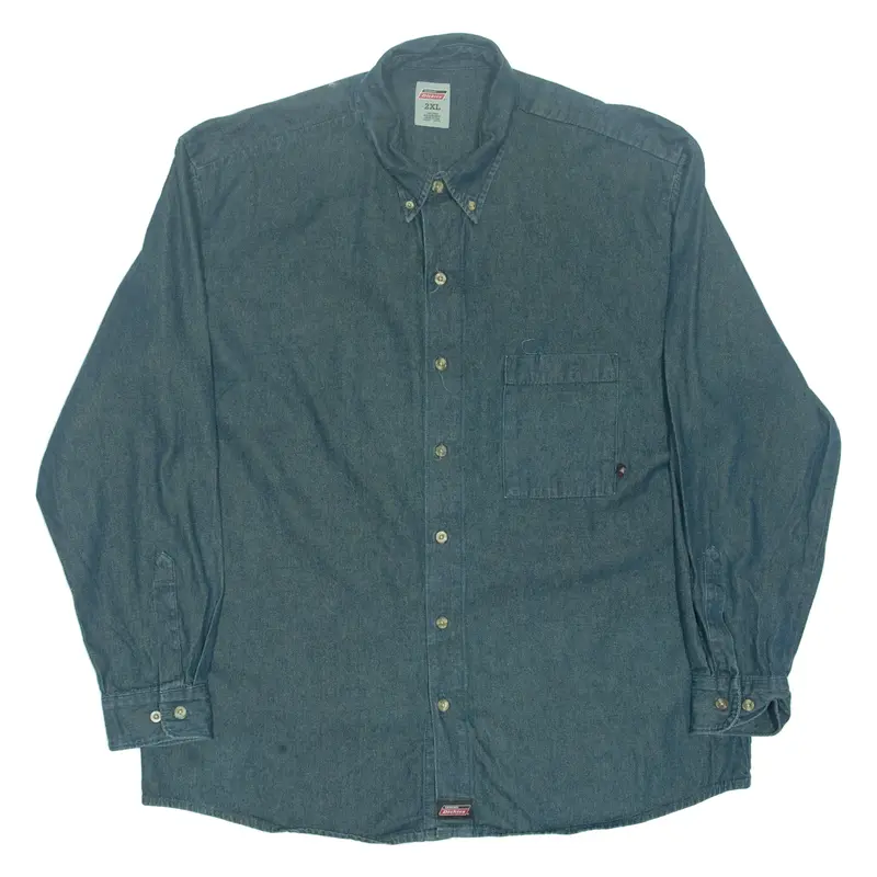 DICKIES Mens Denim Shirt Blue Long Sleeve 2XL