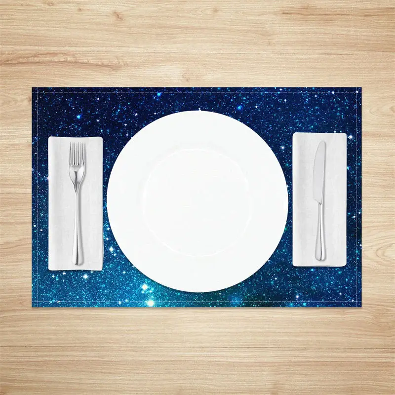 Blue Starry Sky Stars Dining Set Of 4 Placemats - Aperturee